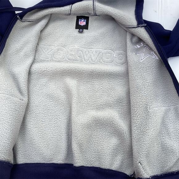 Dallas Cowboys Men's Varsity Jacket Blue Lined Full Zip Hoodie Size S - Picture 9 of 9